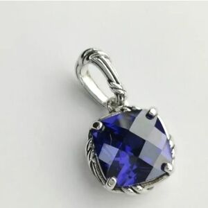 NEW Sterling silver cable design Sapphire pendant for necklace